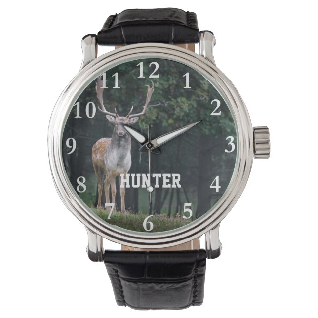 Hirschantler Personalisiert Hunter Watch Armbanduhr (Vorderseite)