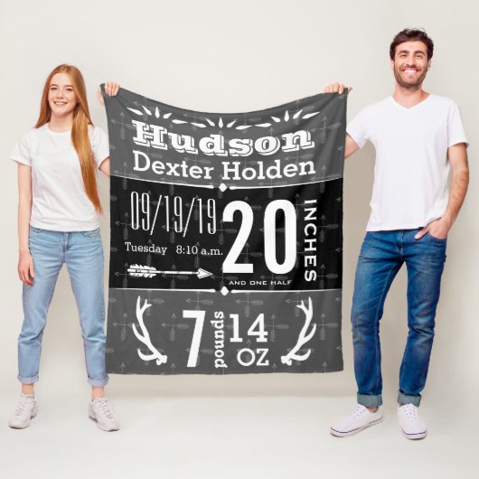 Hirschantler Pfeil jeder Farbe Baby Geburtsstände Fleecedecke (Beispiel)