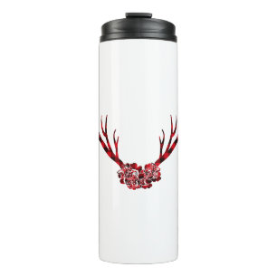 Hirschantler Rote Hirsche Silhouette Hirschtier Thermosbecher