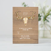 Hirschantler Rustic Wood Southwestern Wedding RSVP (Stehend Vorderseite)