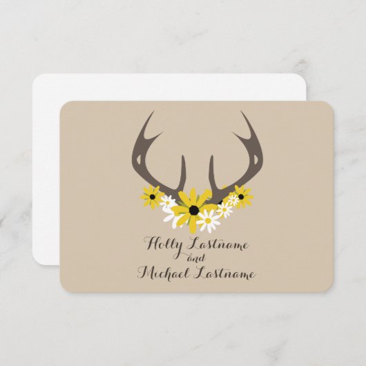 Hirschantler + Wildblumen Hochzeit R.S.V.P. RSVP Karte (Vorne/Hinten)