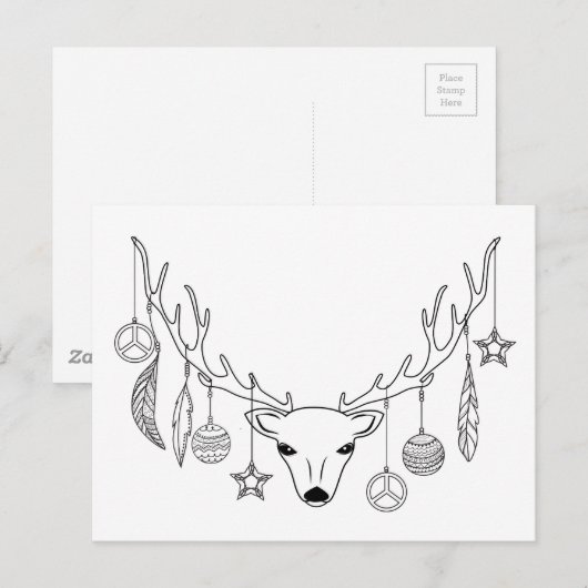 Hirschantlers Boho Stil Postkarte (Vorne/Hinten)