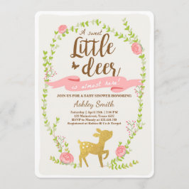 Hirschbaby-Dusche einladenWoodland Girl pink gold Einladung