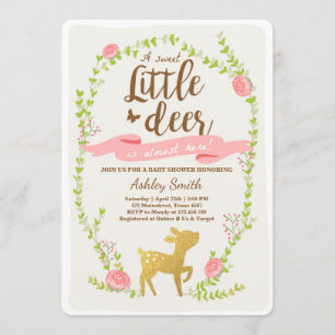 Hirschbaby-Dusche einladenWoodland Girl pink gold Einladung