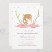 Hirschbaby Dusche Einladung Waldmädchen (Vorne/Hinten)