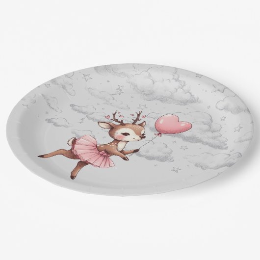 HirschBaby-Dusche Pappteller (Schrägansicht)