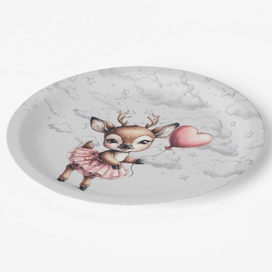 HirschBaby-Dusche Pappteller (Schrägansicht)