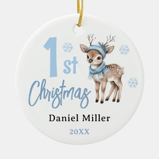 Hirschbaby First Christmas 2024 Keramik Ornament (Vorne)