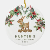 Hirschbaby's First Christmas Keramik Ornament (Vorne)
