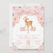 Hirschblüte Taufe Christening Girl Einladung (Vorderseite)