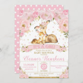 Hirschblütendusche Einladung Mädchen (Vorne/Hinten)