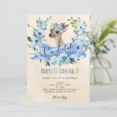 Hirschblütenzauber Einladung zum 1. Geburtstag (Stehend Vorderseite)