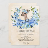 Hirschblütenzauber Einladung zum 1. Geburtstag (Vorne/Hinten)