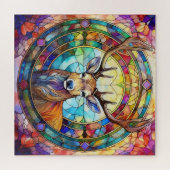 Hirschbock in Buntglas Puzzle (Horizontal)