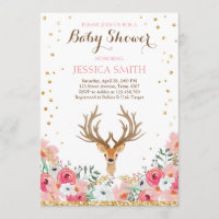Hirschbrause Einladung Woodland Girl Floral
