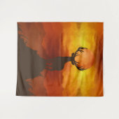 Hirschbuck auf dem Berg mit Sonnenuntergang Wandteppich (Vorderseite (Horizontal))