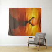 Hirschbuck auf dem Berg mit Sonnenuntergang Wandteppich (Beispiel (Horizontal))