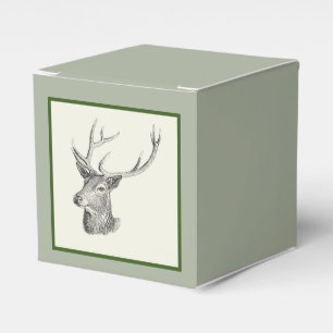 Hirschbuck Kopf mit Antlern Schwarz und Weiß Kunst Geschenkschachtel