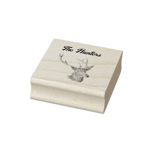 Hirschbuck Kopf mit Antlern Schwarz und Weiß Kunst Gummistempel