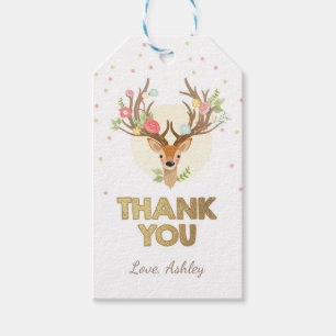 Hirschdanken für das Geschenk Tag Woodland Pink Go Geschenkanhänger