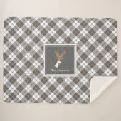 Hirschdesign Gold & Gray Kariert Personalisiert Sherpadecke (Vorderseite (Horizontal))