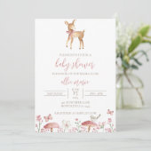 Hirschdusche Einladung Baby Girl Einladung (Stehend Vorderseite)