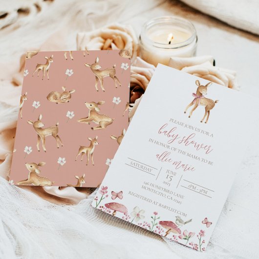 Hirschdusche Einladung Baby Girl Einladung