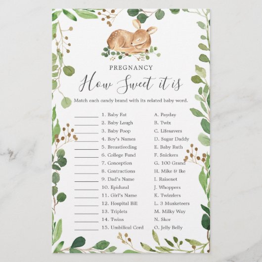 Hirschdusche Schwangerschaft wie süß es ist Spiel (Vorderseite)