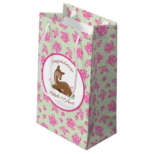 Hirschdusche Woodland Pink Kleine Geschenktüte (Rückseite Schrägansicht)