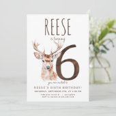 Hirsche 6. Geburtstagseinladung Einladung (Stehend Vorderseite)