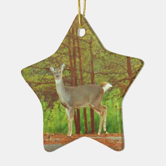 Hirsche am Waldrand Keramik Ornament (Links)