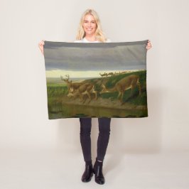 Hirsche an der Prärie (von William Holbrook Beard) Fleecedecke