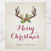 Hirsche Antler Christmas Weinlabel Rustic Boho Weinetikett (Einzelnes Label)