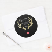 Hirsche Antlers Gold & Black Christmas Holiday Par Runder Aufkleber (Umschlag)