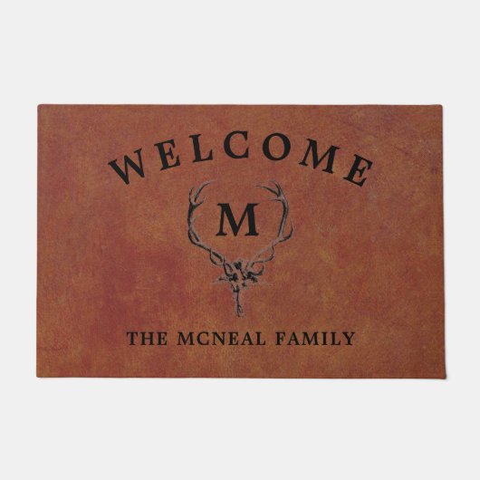 Hirsche Antlers Imitate Leather Fußmatte (Vorderseite)