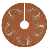 Hirsche Antlers Rust Orange Weihnachtsbaumrock Polyester Weihnachtsbaumdecke (Vorderseite)