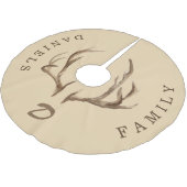 Hirsche antlers rustikales mit Monogramm Familienn Polyester Weihnachtsbaumdecke (Schrägansicht)