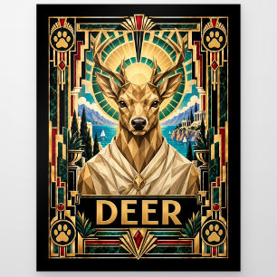 Hirsche, Art Deco Wildlife Postkarte
