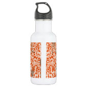 Hirsche auf dekorativen Eichenfeuermustern in dunk Edelstahlflasche (Rückseite)