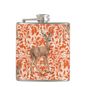 Hirsche auf dekorativen Eichenfeuermustern in dunk Flachmann (Vorderseite)