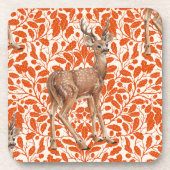 Hirsche auf dekorativen Eichenfeuermustern in dunk Getränkeuntersetzer (Vorderseite)