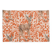 Hirsche auf dekorativen Eichenfeuermustern in dunk Kissenbezug (Rückseite-Rechts)