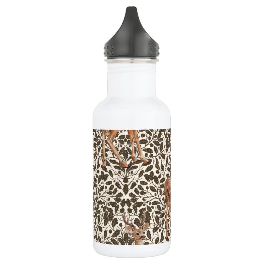 Hirsche auf dekorativen Eichenstaubmustern in brau Edelstahlflasche (Links)
