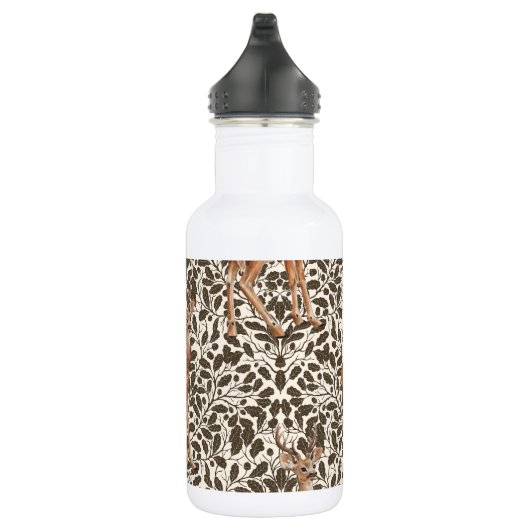 Hirsche auf dekorativen Eichenstaubmustern in brau Edelstahlflasche (Rechts)