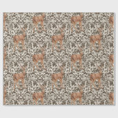 Hirsche auf dekorativen Eichenstaubmustern in brau Geschenkpapier (Flach)