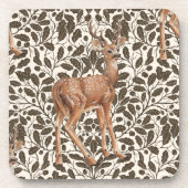 Hirsche auf dekorativen Eichenstaubmustern in brau Getränkeuntersetzer (Vorderseite)