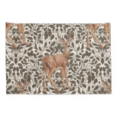 Hirsche auf dekorativen Eichenstaubmustern in brau Kissenbezug (Rückseite-Rechts)