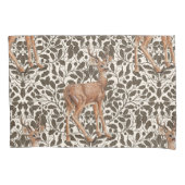 Hirsche auf dekorativen Eichenstaubmustern in brau Kissenbezug (Vorderseite-Links)