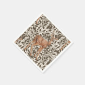 Hirsche auf dekorativen Eichenstaubmustern in brau Serviette (Ecke)