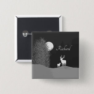 Hirsche auf dem Moon Lit Hill Personal Button